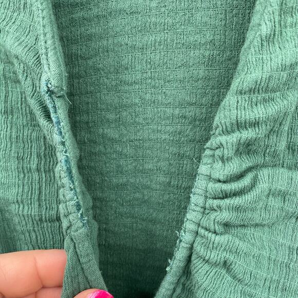 Free People Women's Green Crepe Deep V Neckline Mini Dress Size Small Altered - Picture 6 of 12